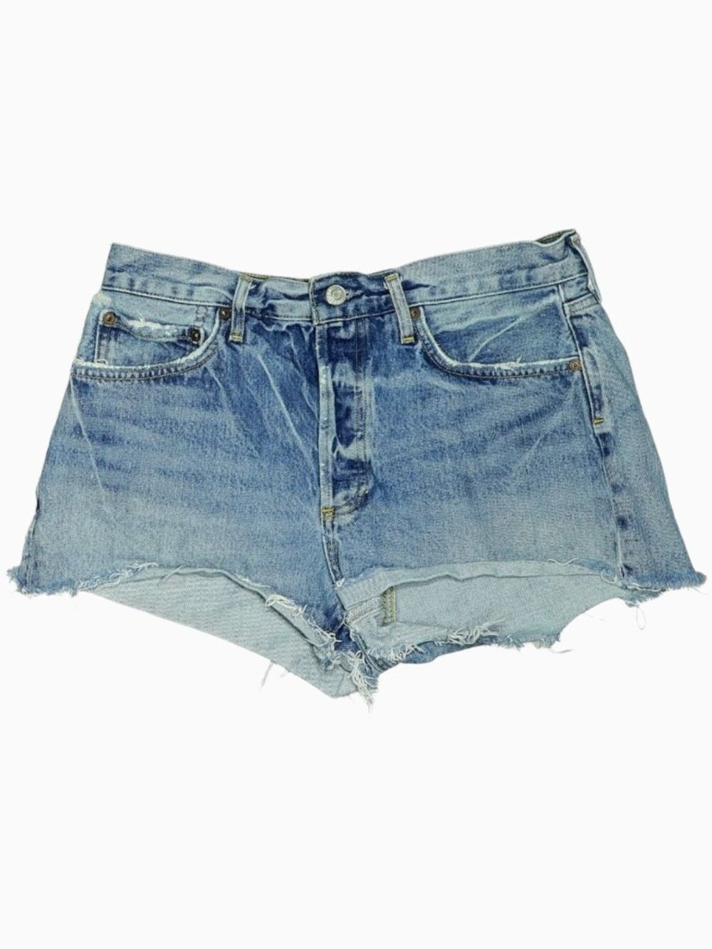 AGOLDE Parker Vintage Cutoff Denim Shorts (Swapmeet Dark / Size 28